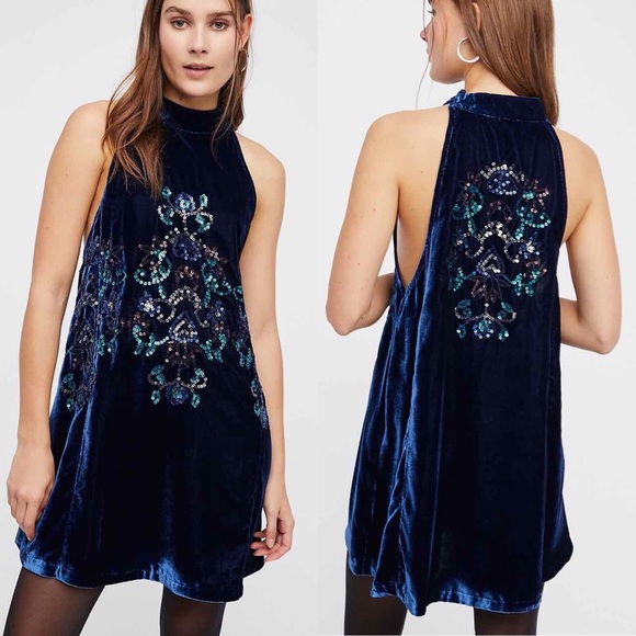 FREE PEOPLE DRESS JILLS SEQUINS SWING MINI - Picture 2 of 6